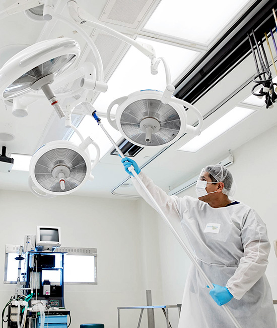 cleaning a hospital 